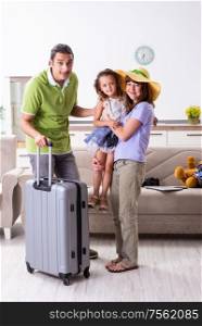 The happy family planning vacation trip. Happy family planning vacation trip