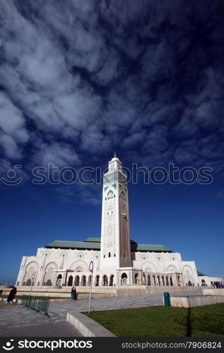 The Hassan 2 Mosque in the City of Casablanca in Morocco , North Africa.