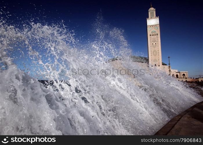 The Hassan 2 Mosque in the City of Casablanca in Morocco , North Africa.