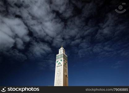 The Hassan 2 Mosque in the City of Casablanca in Morocco , North Africa.