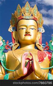 The head of Buddha Maitreya statue in Nubra valley (north India)