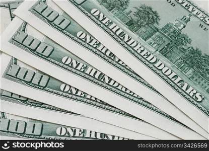 The heap hundred dollar bills. Dollars