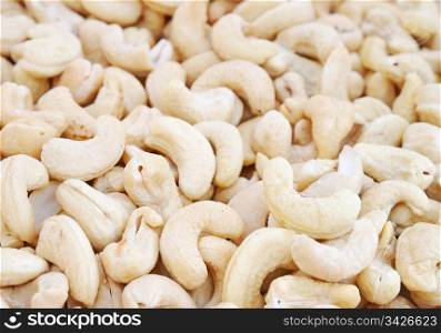 The heap of cashew nuts. Cashew