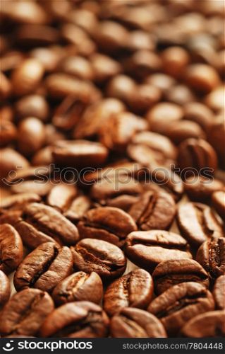 The heap of coffee beans. Coffee beans