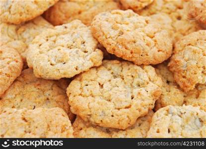 The heap of oatmeal cookies. Oatmeal cookies