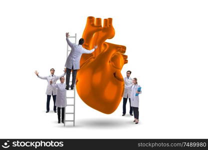 The heart examination by a team of doctors. Heart examination by a team of doctors