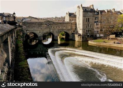 The heart of the ancient city of Bath, with historic Pulteney Bridge designed by the famous English architect Robert Adam.