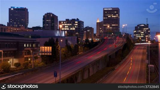 The highway ends right downtown in Tacoma Washington