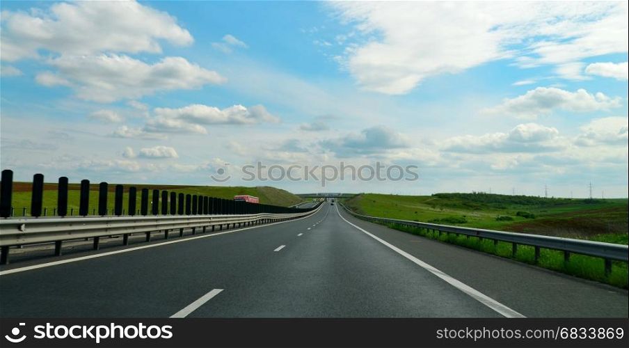 The highway from Arad to Timisoara city Romania landscape