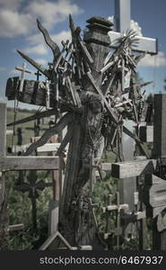 The Hill of Crosses , a famous site of pilgrimage in northern Lithuania.