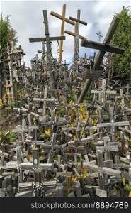 The Hill of Crosses - a site of pilgrimage in northern Lithuania. Over the generations, crosses, crucifixes, statues of the Virgin Mary and thousands of tiny effigies and rosaries have been placed here by Catholic pilgrims.