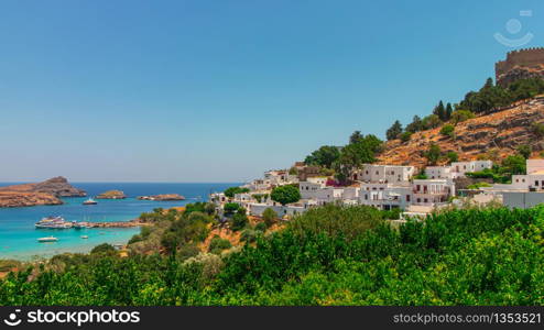 The historic city of Lindos with its beautiful bay