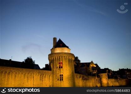 the historic city of Vannes at nigth, in Brittany, France