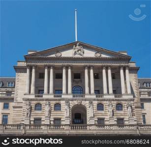 The historical building of the Bank of England in London, UK