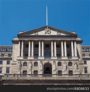 The historical building of the Bank of England in London, UK