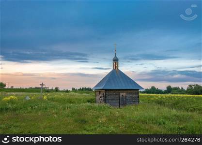 The Holy Spring of St. Sergius of Radonezh on a quiet summer evening in the village of Debolovskoye, Rostovsky District, Yaroslavl Region, Russia.