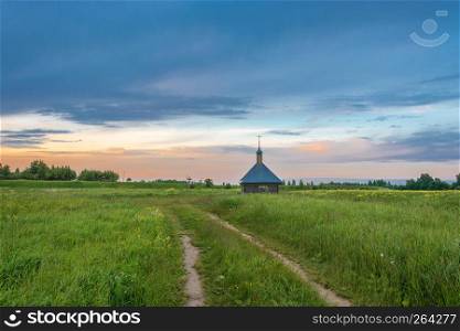 The Holy Spring of St. Sergius of Radonezh on a quiet summer evening in the village of Debolovskoye, Rostovsky District, Yaroslavl Region, Russia.