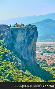 The Holy Trinity orthodox monastery on the cliff in Meteora, Greece - Greek landscape