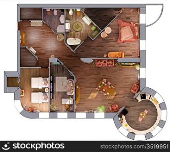 the home interior project plan (3D rendering)