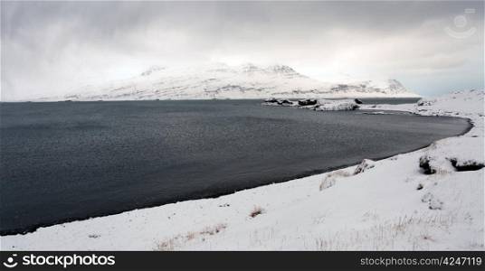The hostile frozen landscapes of the east fjords in Iceland