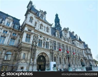 The Hotel de Ville, City Hall in Paris, France. Build in 1533-1835. Reconstruction in 1873-1892. Architects Theodore Ballu and Edouard Deperthes.