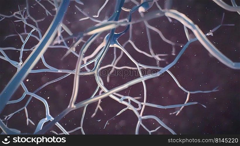 The human brain Neuron Neurons in action. electrical impulses between neuronal connections 3d illustration. The human brain Neuron Neurons in action. electrical impulses