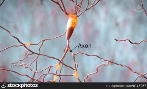 The human brain Neuron Neurons in action. electrical impulses between neuronal connections 3d illustration. The human brain Neuron Neurons in action. electrical impulses
