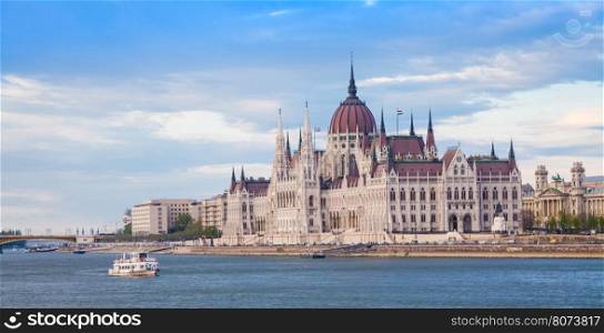 The Hungarian Parliament Building, a notable landmark of Hungary and a popular tourist destination of Budapest.