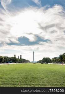 The Iconic Washington Monument, an obelisk on the National Mall in Washington, D.C. built to commemorate George Washington