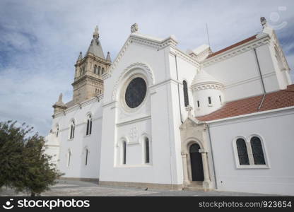 the igreja paroquial e matriz de espinho church in the town of Espinho, south of the city Porto in Porugal in Europe. Portugal, Porto, April, 2019. EUROPE PORTUGAL PORTO ESPINHO TOWN