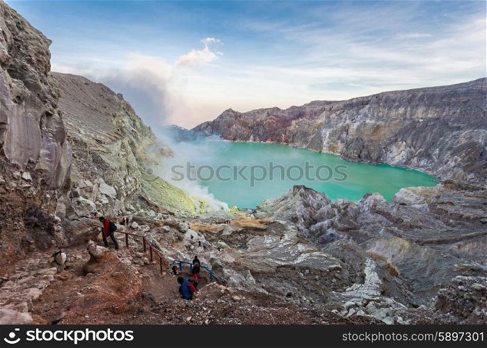 The Ijen volcano is a stratovolcano in the Banyuwangi Regency of East Java, Indonesia