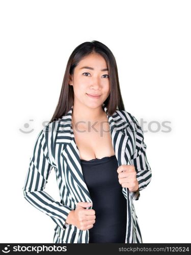 The image of business woman in thailand, Asia isolated on white background with clipping path.