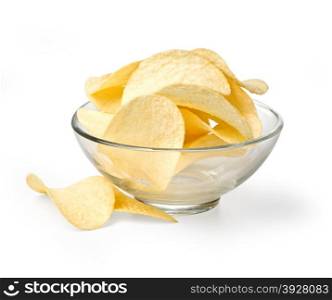The image of the potato chips isolated on white. With clipping path