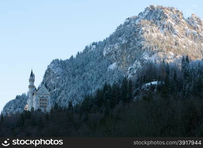 The imposing structure of Neuschwanstein Castle, Schwangau, Germany