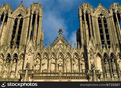 The imposing structure of Reims Cathedral, France