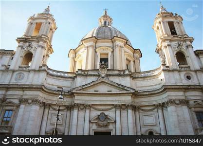The impressive Sant&rsquo; Agnese in Agone Church, designed by Boromini, dedicated to the young Christian virgin Agnese, Piazza Navona, Rome, Italy