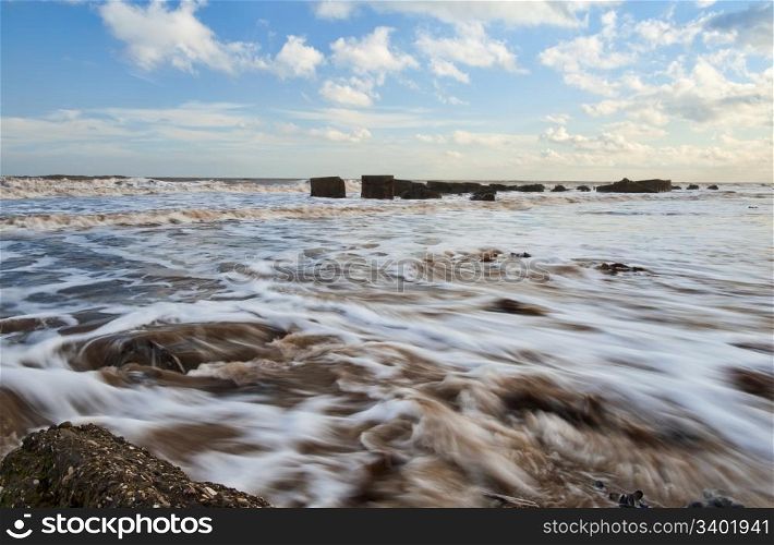 The Incoming October Tide At Fraisthorpe Beach, East Yorkshire, UK