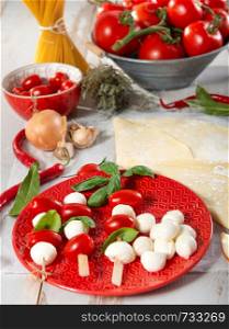 the ingredients for the preparation of the pizza