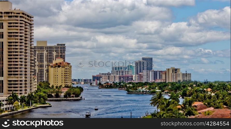 The Intercoastal waterway in Miami, Florida.