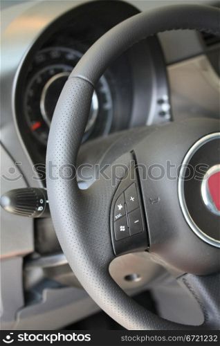 The interior of a small European car