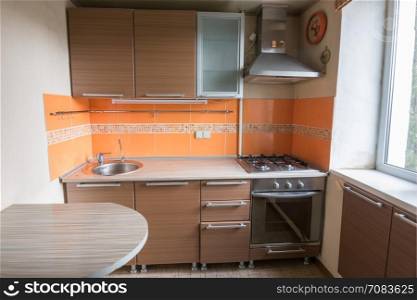 The interior of an empty kitchen