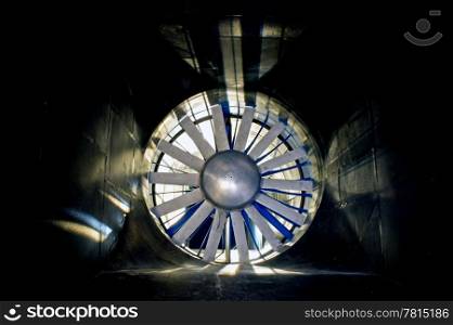 The interior of an industrial windtunnel