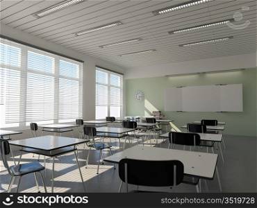 the interior of classroom (3D rendering)