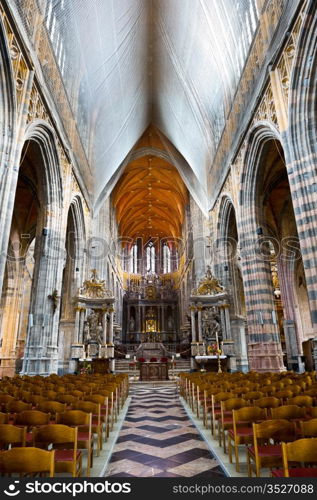 The Interior of the Cathedral in St Hubert, Belgium