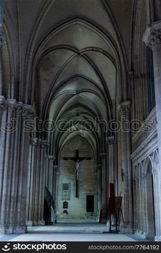 The interior of The Cathedral of Our Lady of Bayeux, Normandy, France, Europe 