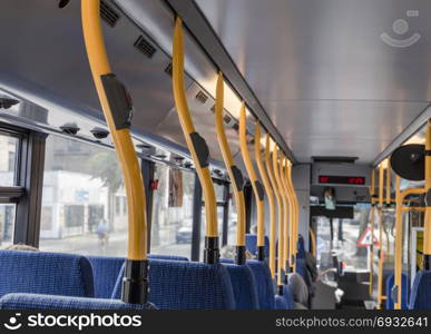 The interior of the commuter bus