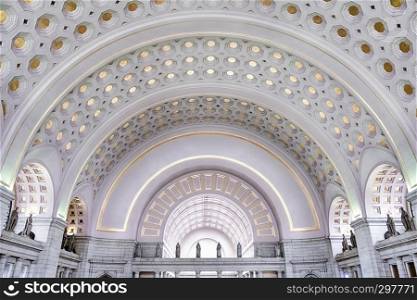 The interior of the Washington DC train station near Capitol Hill shows wonderful architectural details.