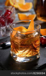 The Irish redhead. Whiskey cocktail, grenadine syrup, club soda, lemon or lime juice, garnished with   orange zest, served in scotch class with ice. An ideal aperitif before dinner.