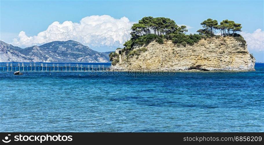 The island of Agios Sostis (Greece, the island of Zakynthos, Laganos)