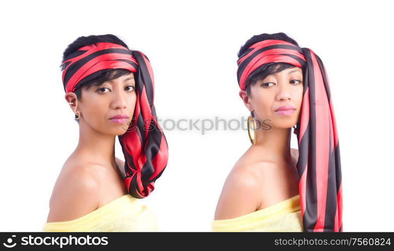 The japanese woman isolated on the white. Japanese woman isolated on the white